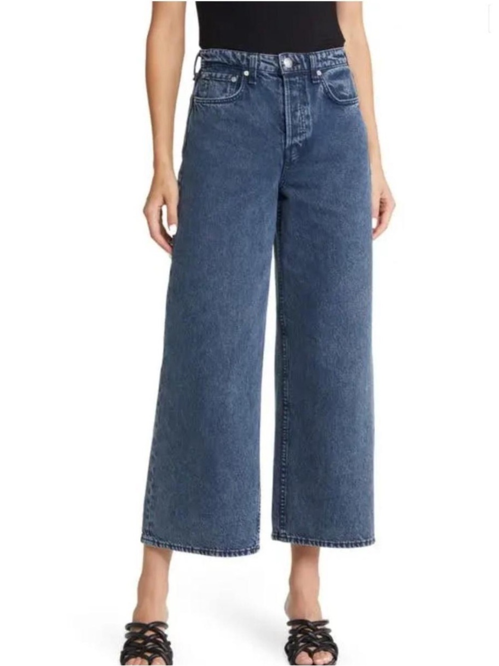 RAG & BONE Maya High Rise Ankle Wide Leg, Distressed Size 25